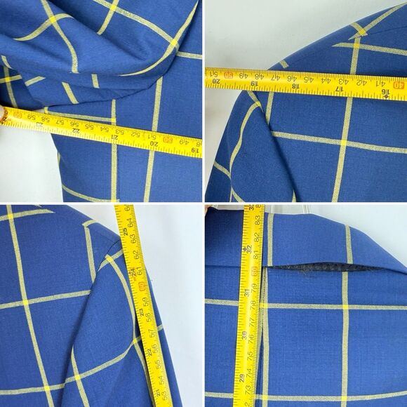 Paul Fredrick Wool Blazer Sport Coat Mens Size 43R Blue Plaid Jacket - Picture 11 of 16